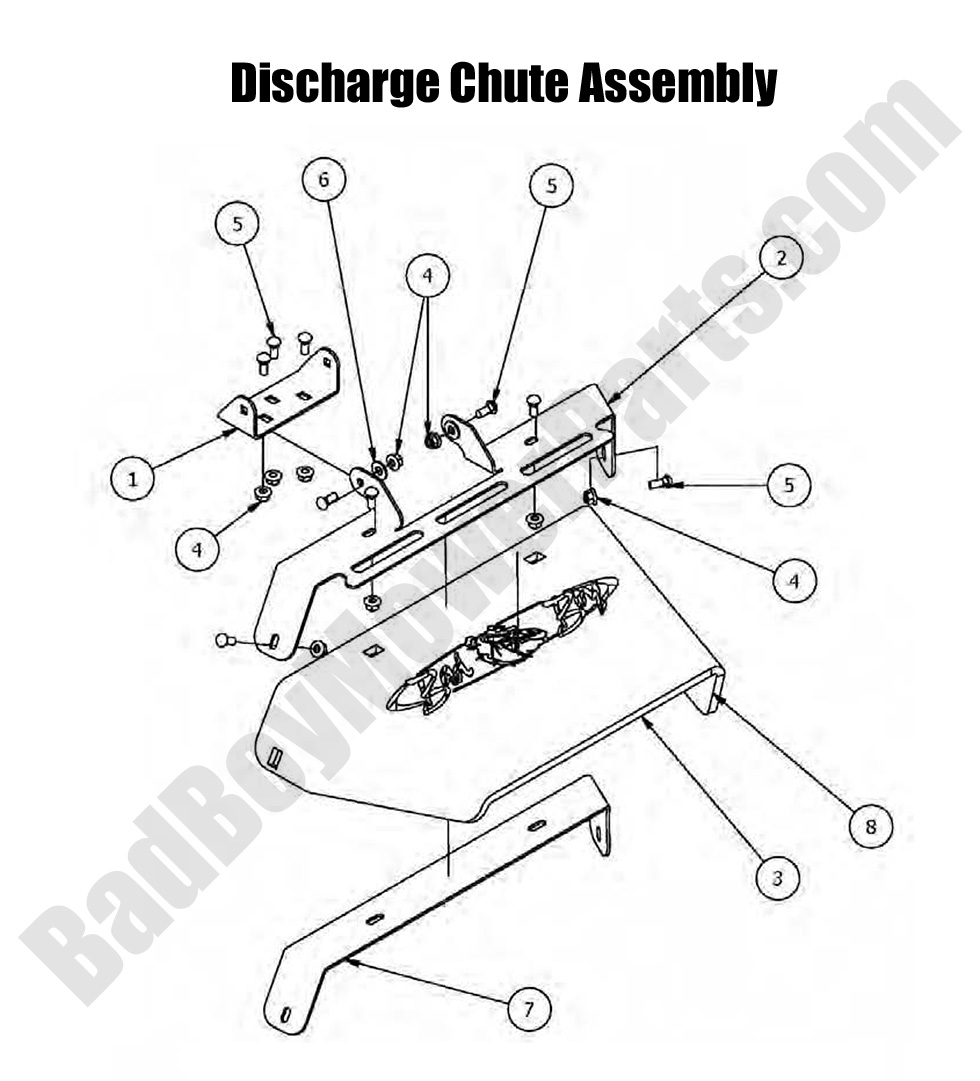 1345 - Bad Boy Mower Parts Lookup > 2016 > MZ > Discharge Chute Assembly